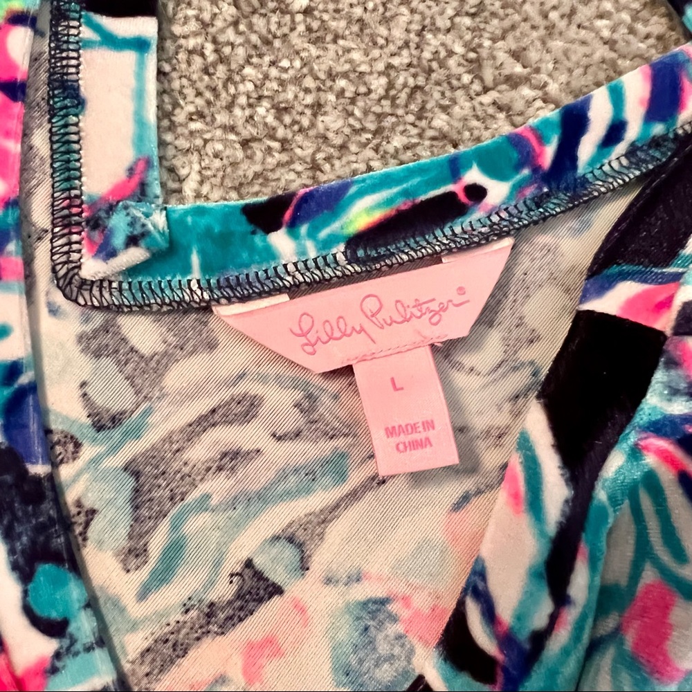 Lily Pulitzer Olive Swing Dress in Bright Navy Caught Up Size L - Picture 3 of 3